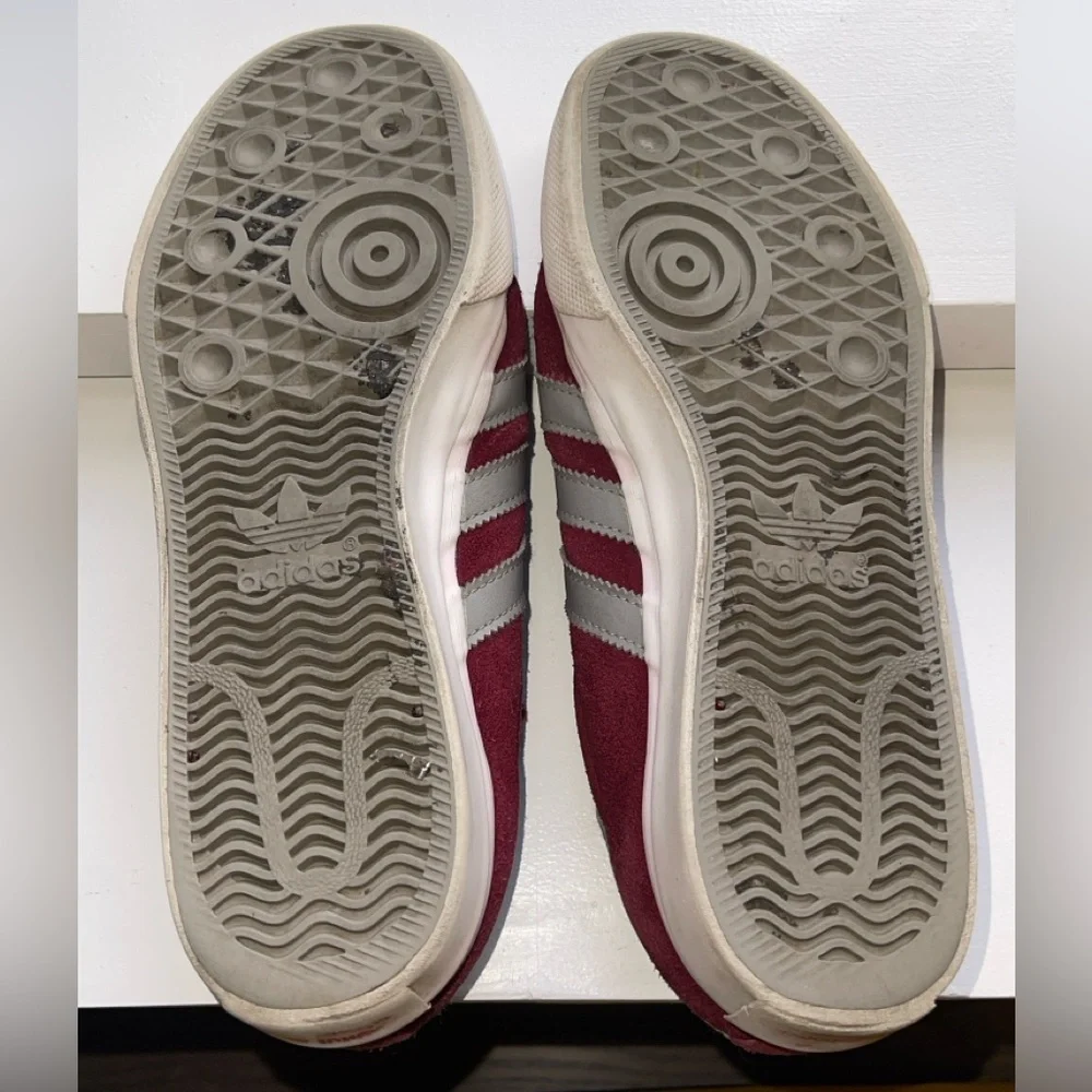 The Hundreds x Adidas “Striker” Skateboarding Sneakers in Burgundy and Gray